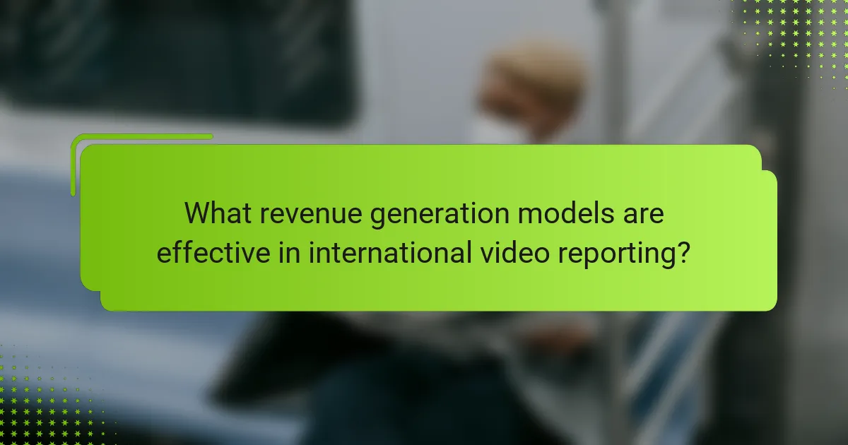 What revenue generation models are effective in international video reporting?